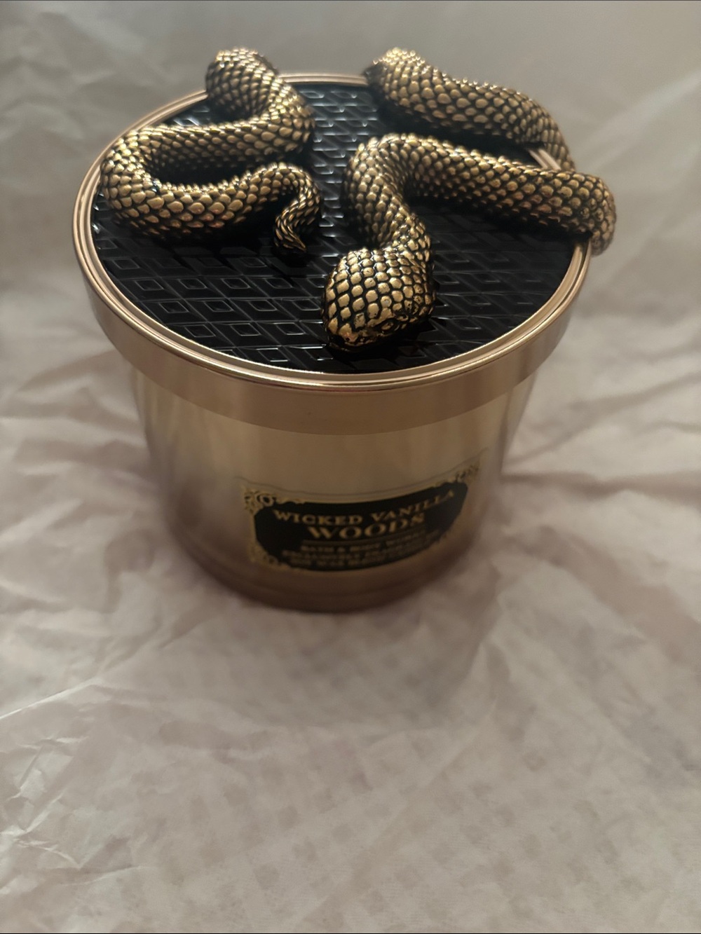 Bath & Body Works Wicked Vanilla Woods Candle w/RARE Limited Edition Snake Lid - Picture 3 of 6